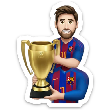 messi con el trofeo del campeonato mundial de futbol sticker