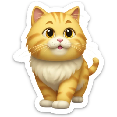 Walking fatty yellow fluffy cat sticker