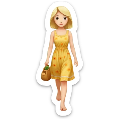 somone walking in a garden on a path with flower and trees around her sticker