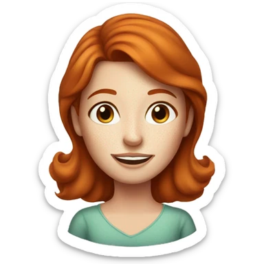 Redhead lady in 30s with freckles at home  sticker