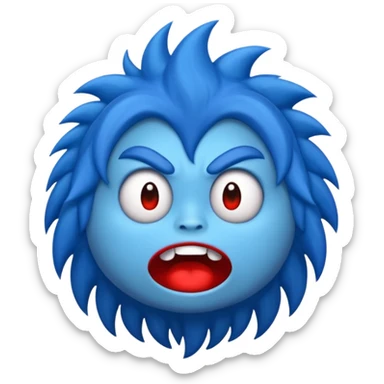 Quiero que hagas un monstruo azul y quiero que tenga boca roja y tambien pelo azul sticker