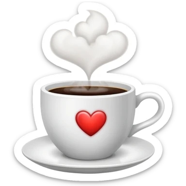 steaming coffee cup with heart-shaped steam sticker