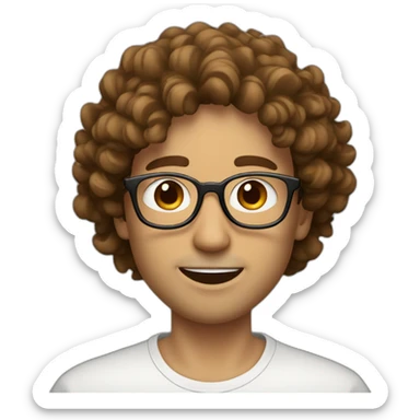 male with brown curly hair with a small brown Beard and round glasses eating cousous sticker