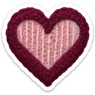 knit maroon heart sticker