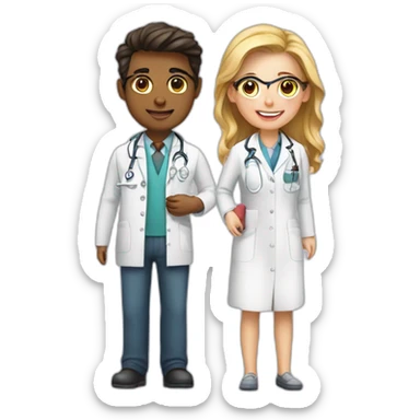 Young Neurologist and gynecologist in love sticker