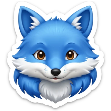 cute blue fox getting a nose boop, happy, cartoonish, emoji style sticker
