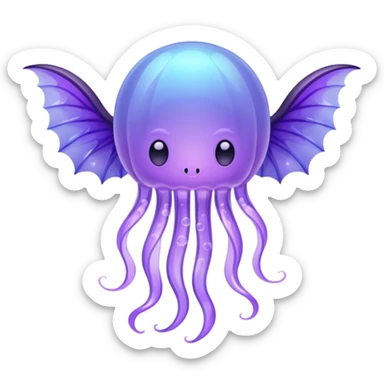 dreamy pastel jellyfish with purple bat wings sticker