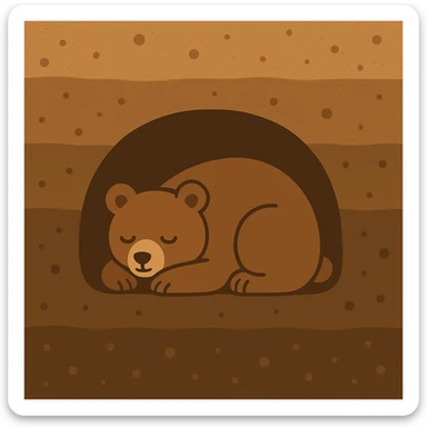 Flat design style brown bear under ground sticker