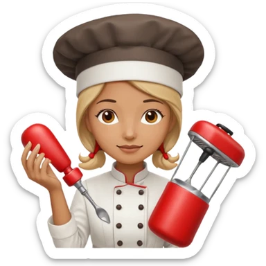 cocinera mujer con batidora roja sticker