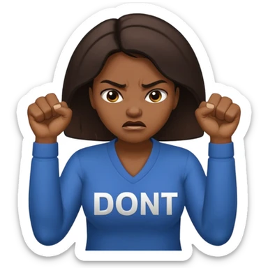 Letters saying “don’t PMO” meaining “don’t piss me off” With an angry lady standing behind the letters with her fingers up  sticker