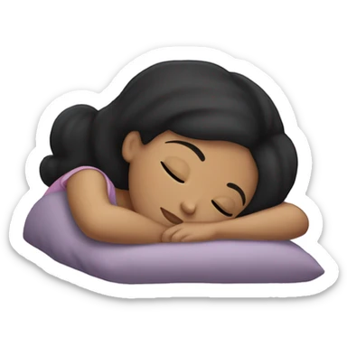 Black hair light skin girl sleeping  sticker