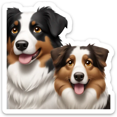 australian shepherd black and white and one brown and white  sticker