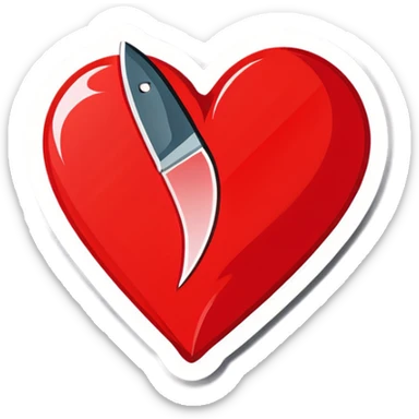 a broken heart with a knife stabbed in it sticker