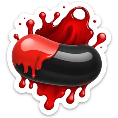blood emoji that is a mix of red & black sticker
