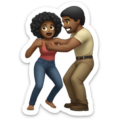 Black woman and Hispanic man play fighting sticker