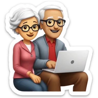 nerd Grandparents in Day St Valentines with laptops sticker