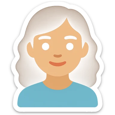 portrait of an Asian girl with medium brown wavy hair and brown eyes, color icon style sticker