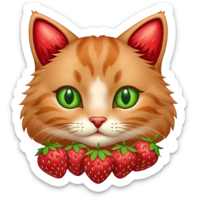 I want a cute cat with strawberries fur sticker