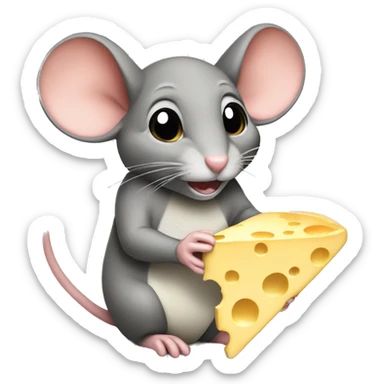 Mouse eating cheese sticker