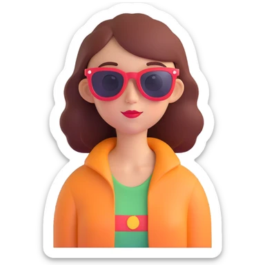 Create a fun and expressive 3D cartoon style memoji of a girl wearing sunglasses, cloning the style of the reference image. Maintain the playful and expressive look typical of memojis. sticker