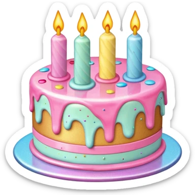 Huge fantastic epic aesthetic shiny glittery Melted pastel birthday cake  sticker