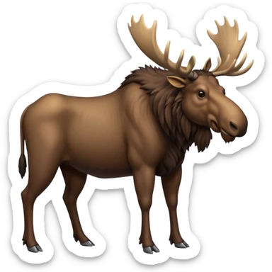 Wildebeest-moose-ox-bull-hybrid-fusion-animal-creature, full body sticker