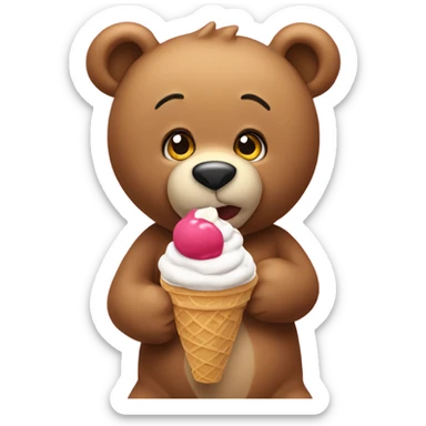 Teddy bear eating an ice cream cone  sticker