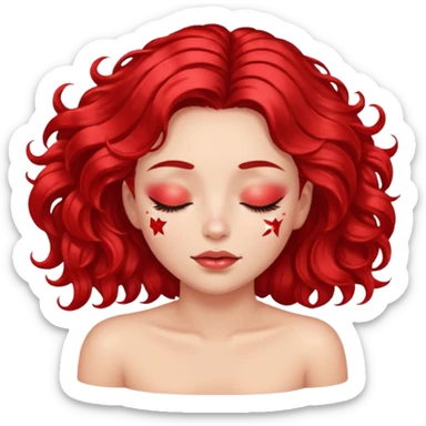 red glitter girl with eyes lying on the floor sticker