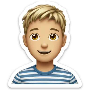smiling boy in striped shirt sticker