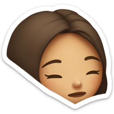 Brunette haired girl eyes closed sleeping in cozy blanket sticker