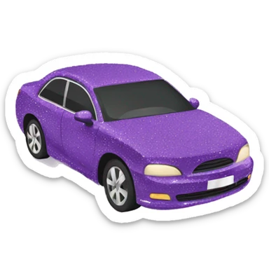 purple car with sequins and a bow sticker