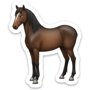 Brown horse without stains and with black and short mane sticker