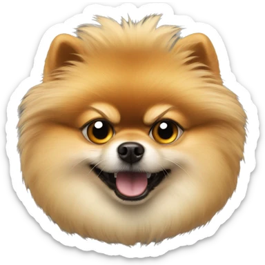 angry pomeranian with one left robotic eye sticker