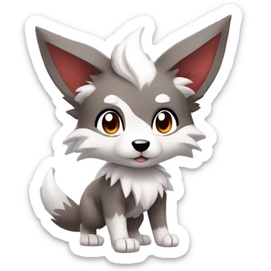 Kawaii Chibi Poochyena-Rocruff-Lycanroc-Pokémon Full Body sticker