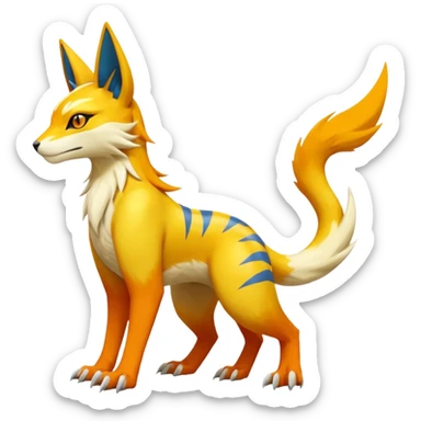 Latias-Vernid-Lombax-Koraidon-Renamon-Zeraora-Bastet-Fakémon-fusion-creature, full body sticker