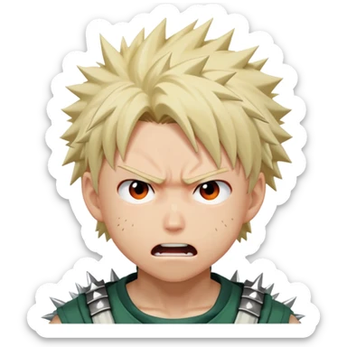 Bakugo Katsuki from My Hero Academia with spiky blonde hair and angry expression sticker