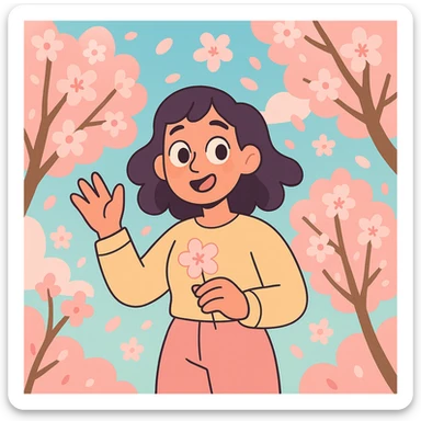 sakura cherry blossom, pastel toon style sticker