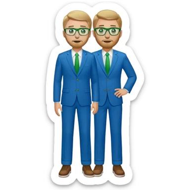 full body White male basketball coach light brown/ blond hair, short beard, green/blue eyes wearing glasses and blue and green suit sticker