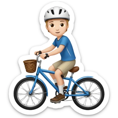 young boy riding a bike sticker