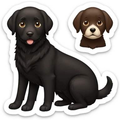 a black lab with a brown and white lab sticker