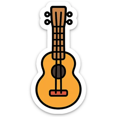 ukelele, lineal color icon, playful and bright style sticker
