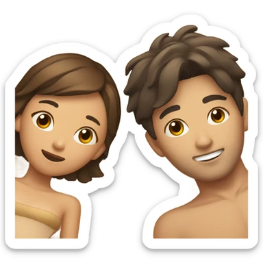 asian girl laying on the beach with brown haired boyfriend  sticker