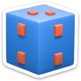 Create one cube-shaped object with number 0 and 1 displayed on its surfaces inside, representing a matrix or data grid. sticker