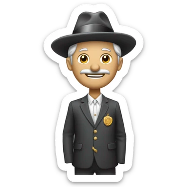 un homme d'affaire avec de l'argent dans sa main et un chapeau sticker