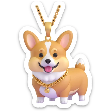corgi wearing a gold chain sticker
