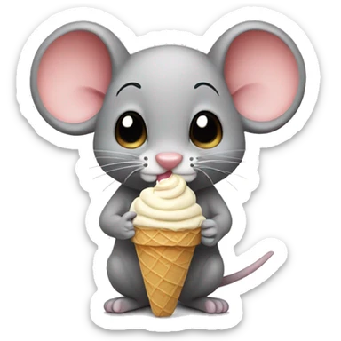 cute mouse eating ice cream sticker