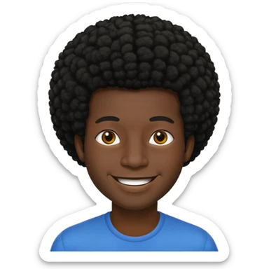 man with black afro hair and black skin sticker