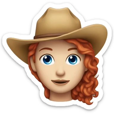 red head blue eyes cowgirl  sticker