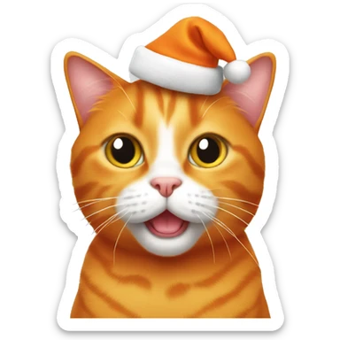 Orange cat wearing Christmas hat sticker