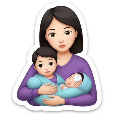 A Chinese mother with 1 newborn. sticker